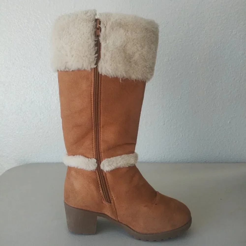 Rampage girls size 2 brown and white knee high boots
